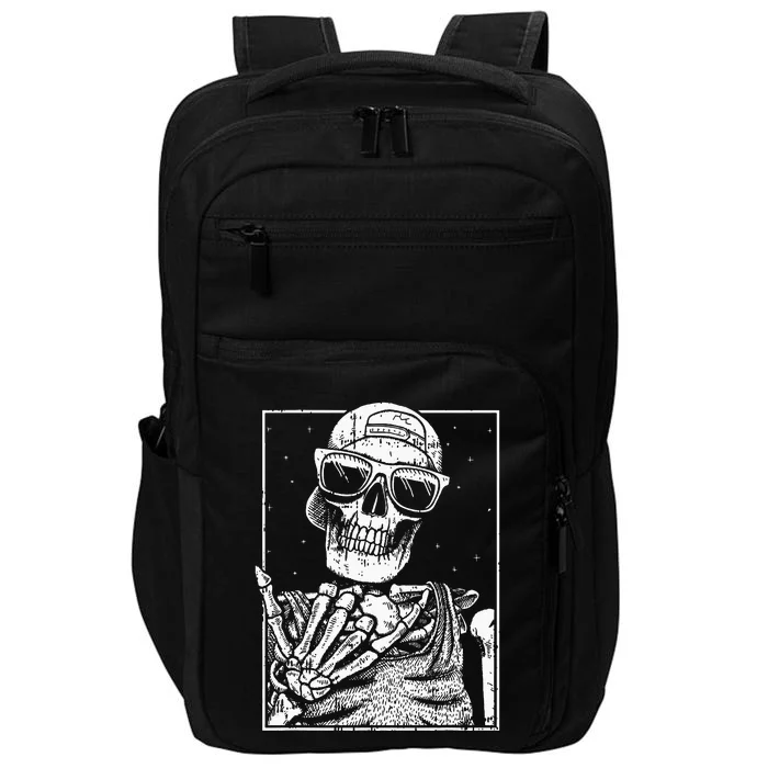 Skeleton Rock Hand Halloween Costume Cool Rock Music Rocker Impact Tech Backpack