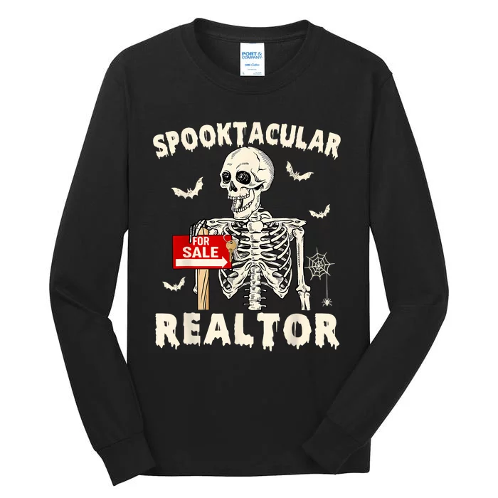 Spooktacular Realtor Halloween Funny Skeleton Real Estate Tall Long Sleeve T-Shirt