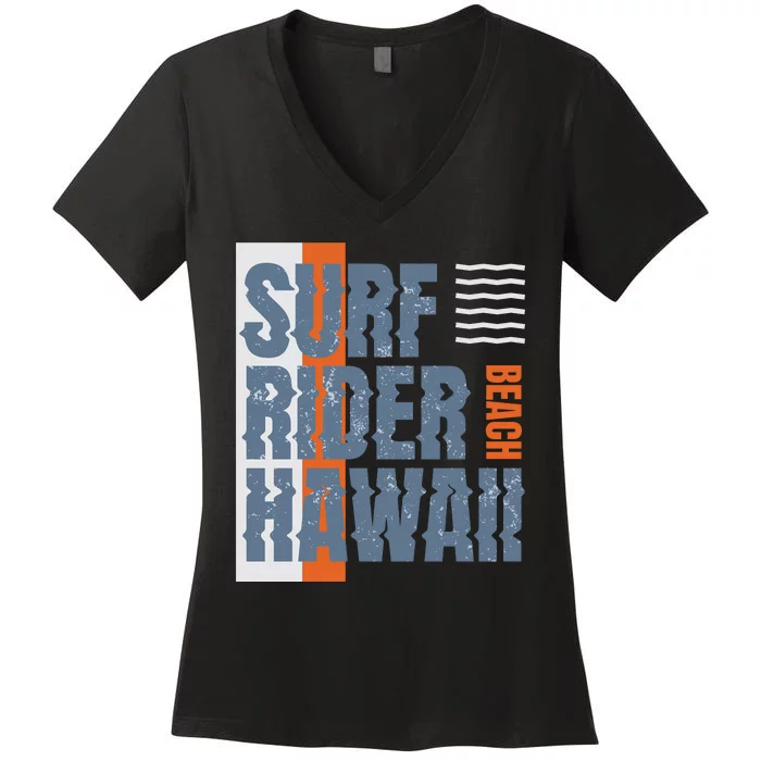 Surf Rider Hawaii Beach Women's V-Neck T-Shirt