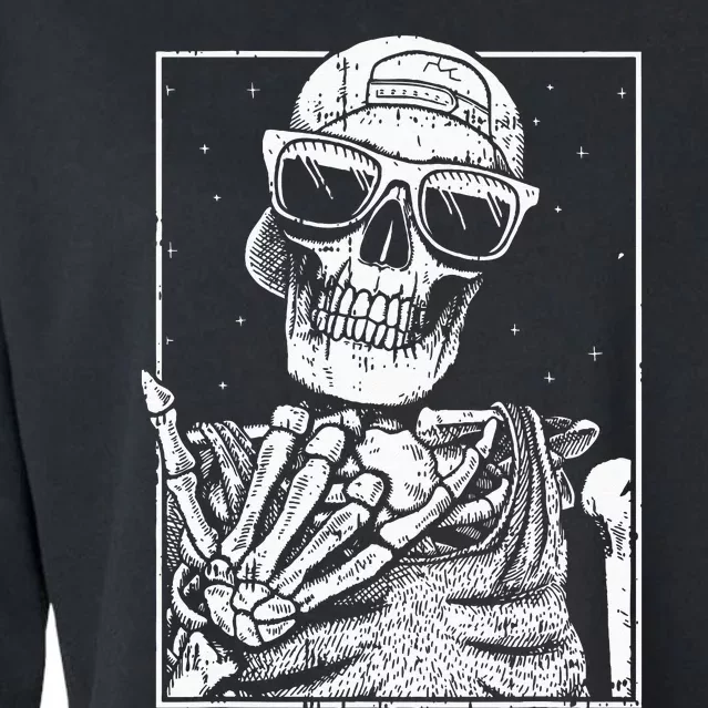 Skeleton Rock Hand Halloween Costume Cool Rock Music Rocker Cropped Pullover Crew