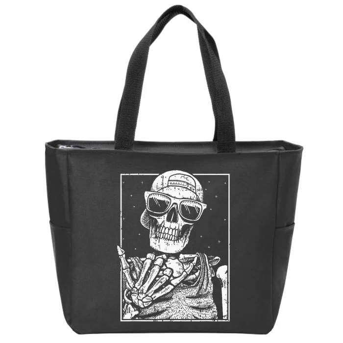 Skeleton Rock Hand Halloween Costume Cool Rock Music Rocker Zip Tote Bag