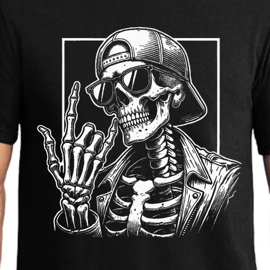 Skeleton Rock Hand Halloween Costume Rocker Cool Rock Music Pajama Set