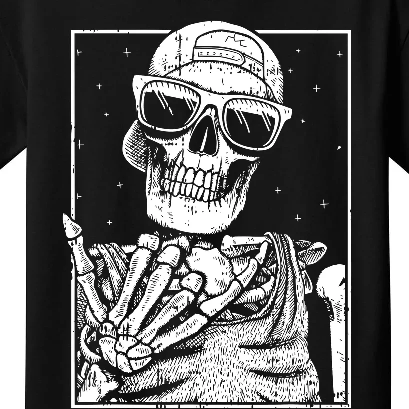 Skeleton Rock Hand Halloween Costume Cool Rock Music Rocker Kids T-Shirt