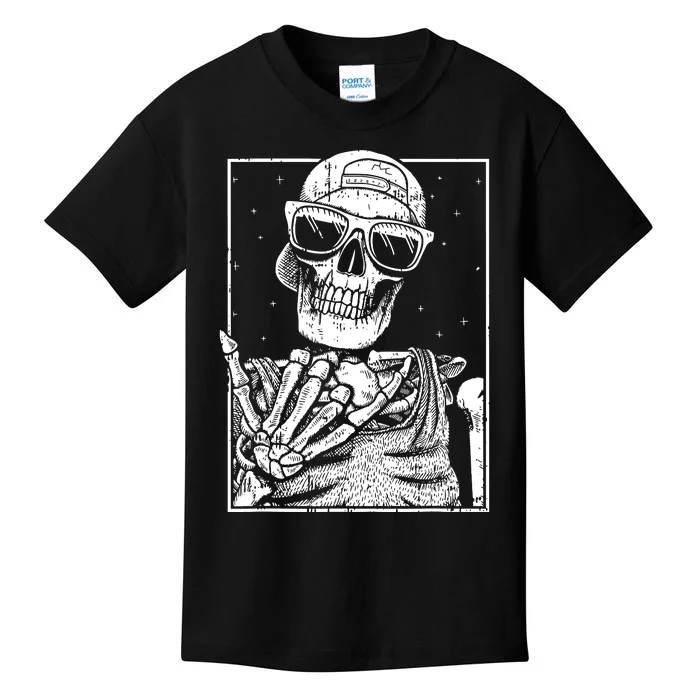 Skeleton Rock Hand Halloween Costume Cool Rock Music Rocker Kids T-Shirt