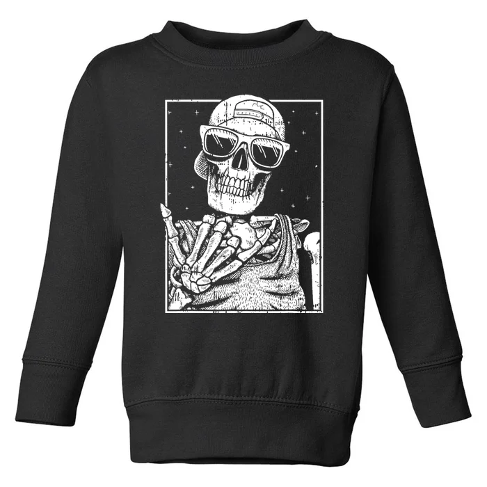 Skeleton Rock Hand Halloween Costume Cool Rock Music Rocker Toddler Sweatshirt