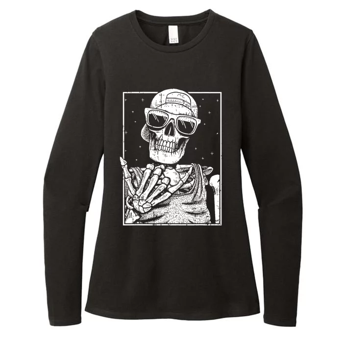 Skeleton Rock Hand Halloween Costume Cool Rock Music Rocker Womens CVC Long Sleeve Shirt