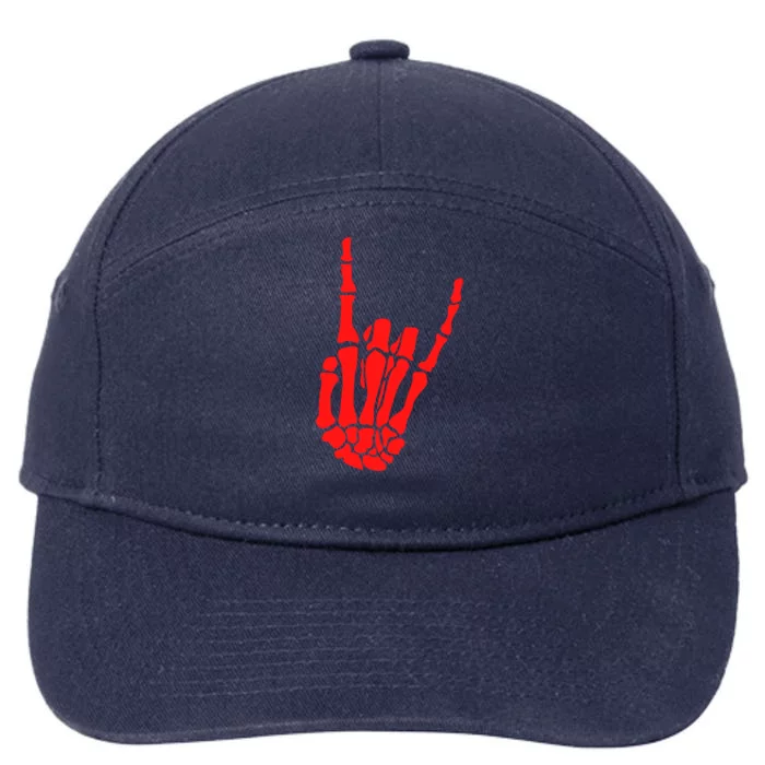 Skeleton Red Hand Gestures Rock Skeleton Hands Halloween Gift 7-Panel Snapback Hat