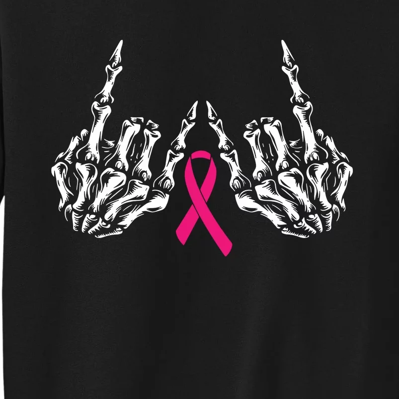 Skeleton Rock Hand Breast Cancer Awareness Cool Ribbon Sweatshirt