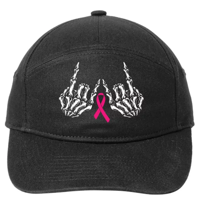 Skeleton Rock Hand Breast Cancer Awareness Cool Ribbon 7-Panel Snapback Hat