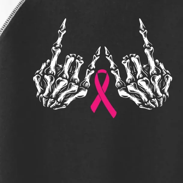 Skeleton Rock Hand Breast Cancer Awareness Cool Ribbon Toddler Fine Jersey T-Shirt