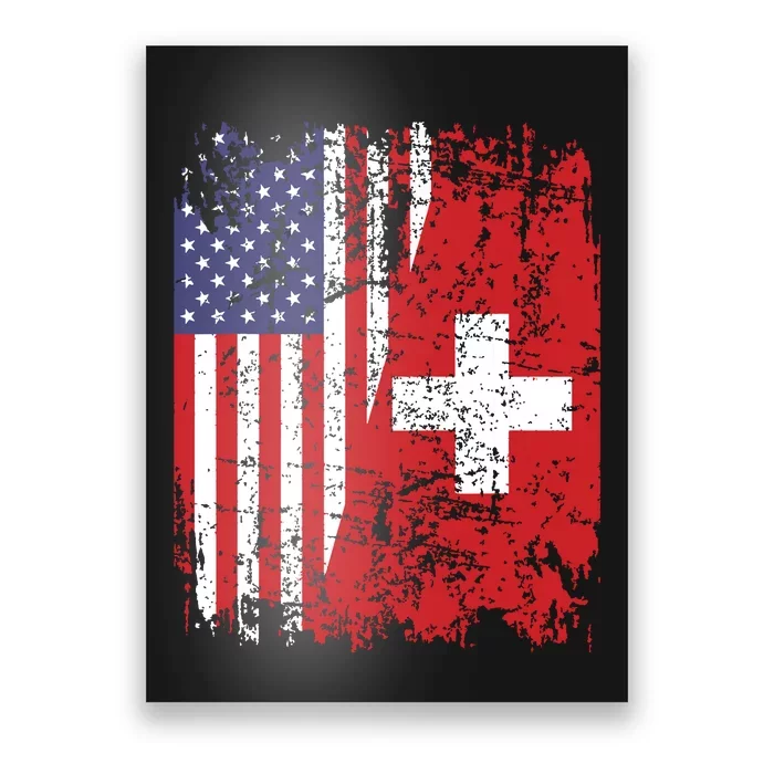 Swiss Roots Half American Flag Switzerland Poster