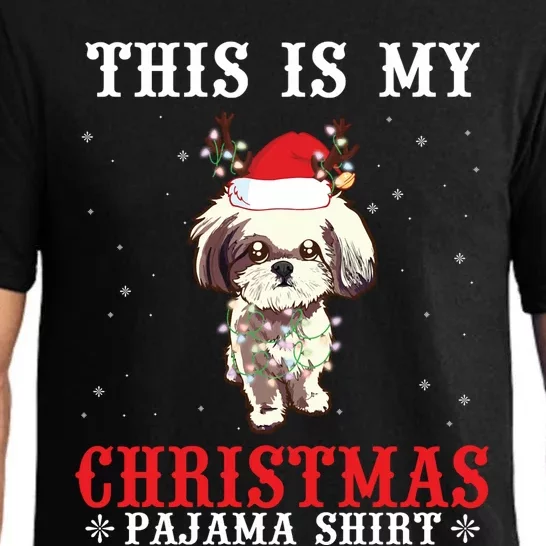 Shichon Reindeer Hat Lights Snow This Is My Christmas Pajama Long Sleeve Pajama Set