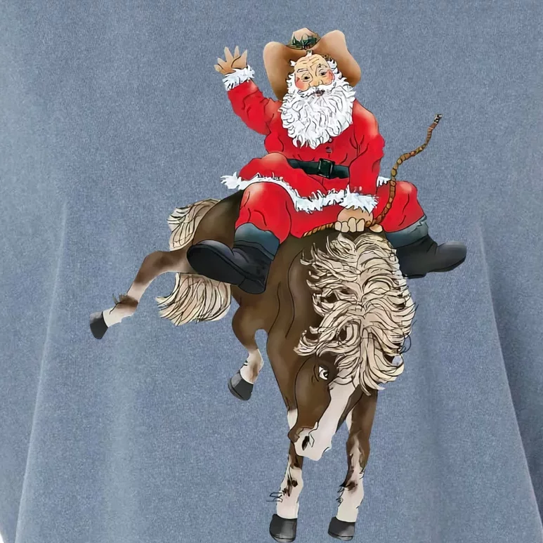 Santa Riding Horse Funny Howdy Xmas Design Funny Gift Garment-Dyed Women's Muscle Tee