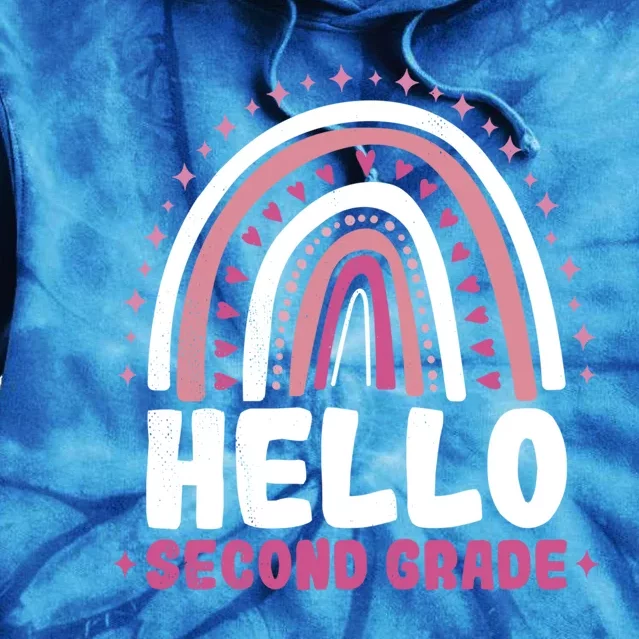 School Rainbow Hello Second Grade Gift Tie Dye Hoodie