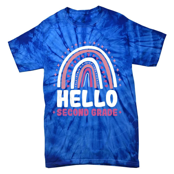 School Rainbow Hello Second Grade Gift Tie-Dye T-Shirt