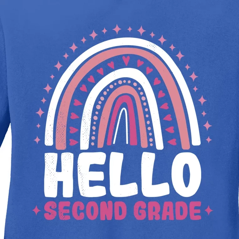 School Rainbow Hello Second Grade Gift Ladies Long Sleeve Shirt