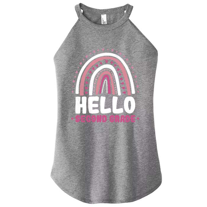 School Rainbow Hello Second Grade Gift Women’s Perfect Tri Rocker Tank