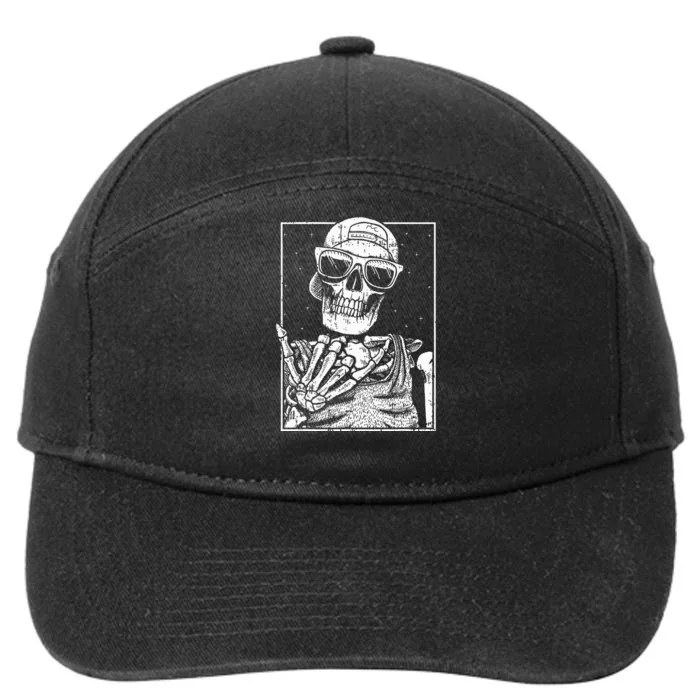 Skeleton Rock Hand Halloween Costume Cool Rock Music Rocker 7-Panel Snapback Hat