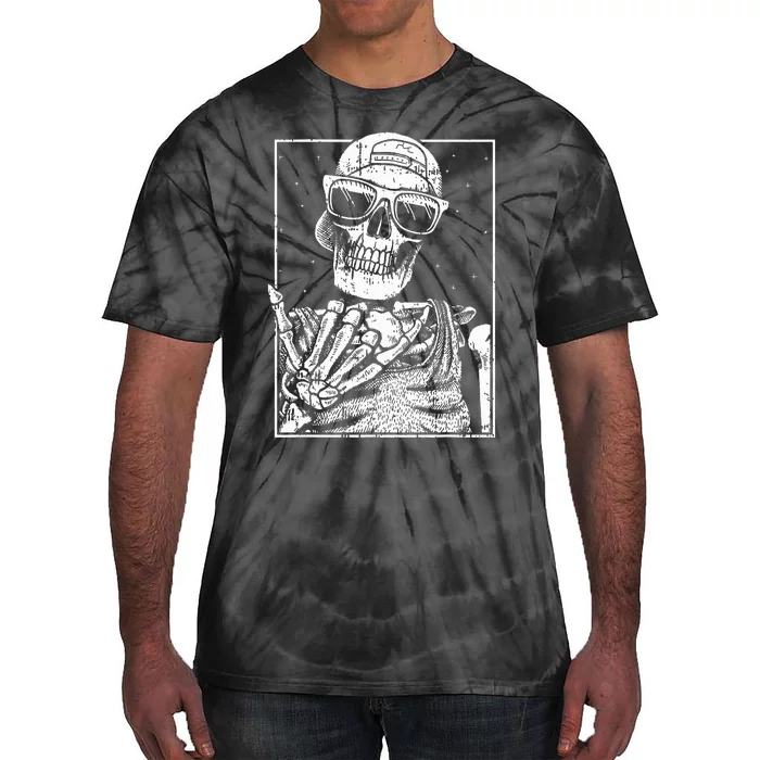 Skeleton Rock Hand Halloween Costume Cool Rock Music Rocker Tie-Dye T-Shirt