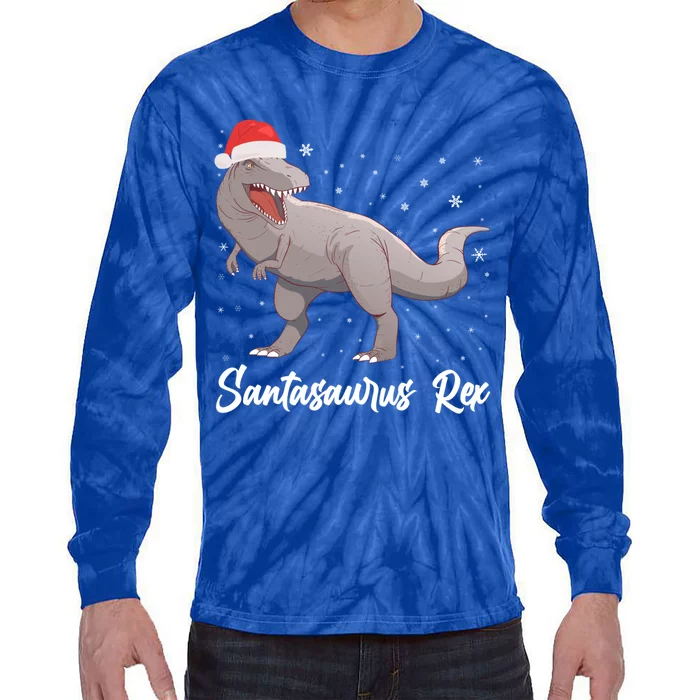 Santasaurus Rex Holiday Funny Gift Dino Lover Christmas Dinosaur Gift Tie-Dye Long Sleeve Shirt