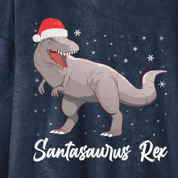 Santasaurus Rex Holiday Funny Gift Dino Lover Christmas Dinosaur Gift Hooded Wearable Blanket