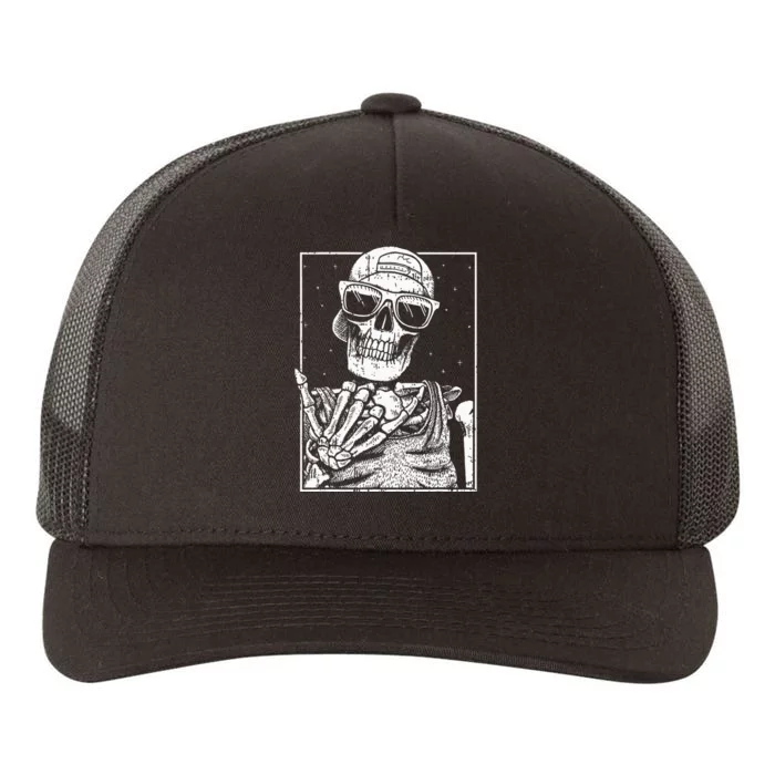 Skeleton Rock Hand Halloween Costume Cool Rock Music Rocker Yupoong Adult 5-Panel Trucker Hat