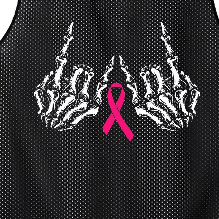 Skeleton Rock Hand Breast Cancer Awareness Cool Mesh Reversible Basketball Jersey Tank