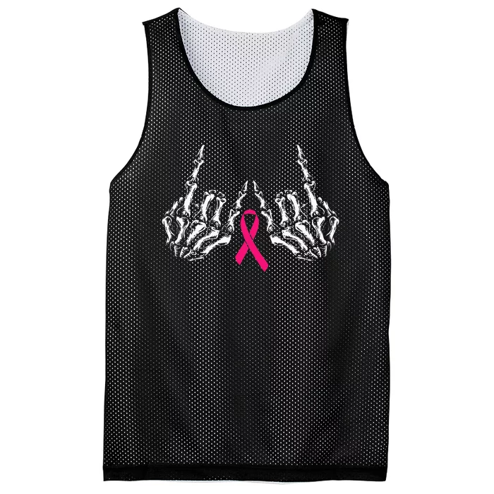 Skeleton Rock Hand Breast Cancer Awareness Cool Mesh Reversible Basketball Jersey Tank