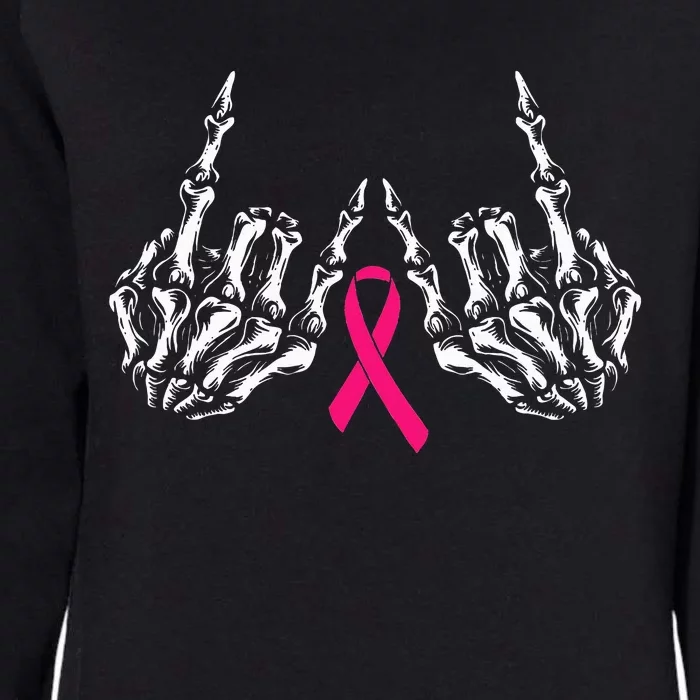 Skeleton Rock Hand Breast Cancer Awareness Cool Womens California Wash Sweatshirt