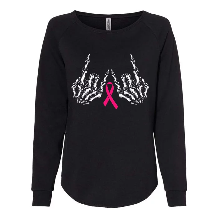 Skeleton Rock Hand Breast Cancer Awareness Cool Womens California Wash Sweatshirt