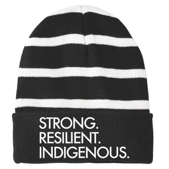 Strong Resilient Indigenous Striped Beanie with Solid Band