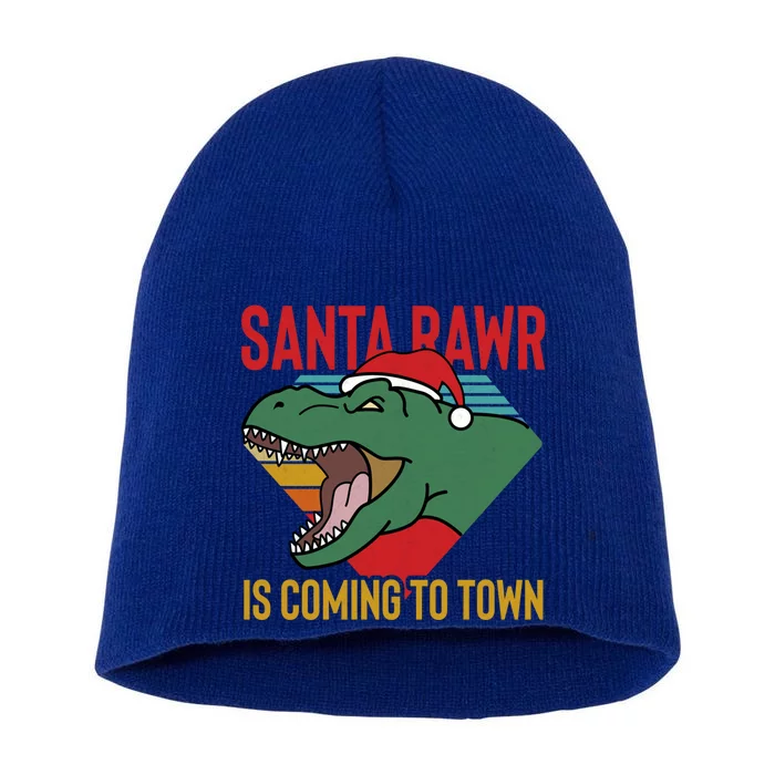 Santa Rawr Is Coming To Town Cool Gift Short Acrylic Beanie