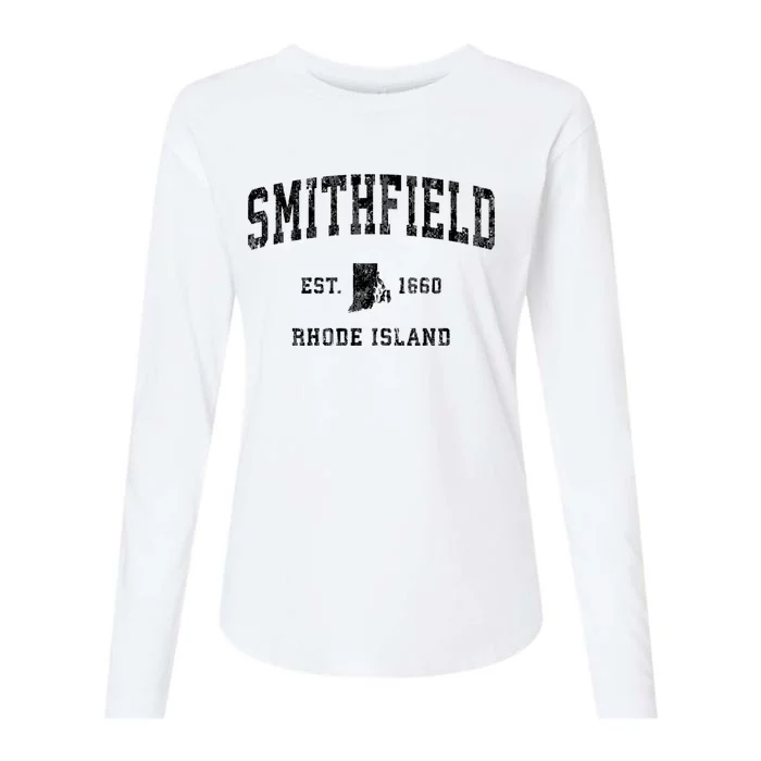 Smithfield Rhode Island Ri Vintage Athletic Sports Womens Cotton Relaxed Long Sleeve T-Shirt