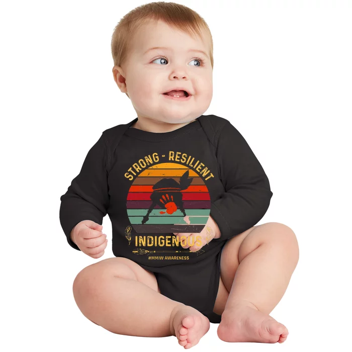 Strong Resilent Indigenous Native American Mmiw Awareness Baby Long Sleeve Bodysuit