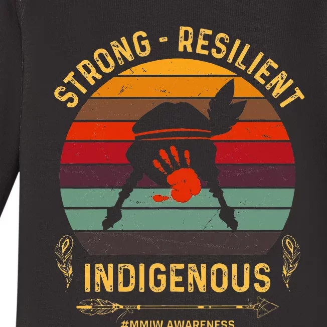 Strong Resilent Indigenous Native American Mmiw Awareness Baby Long Sleeve Bodysuit