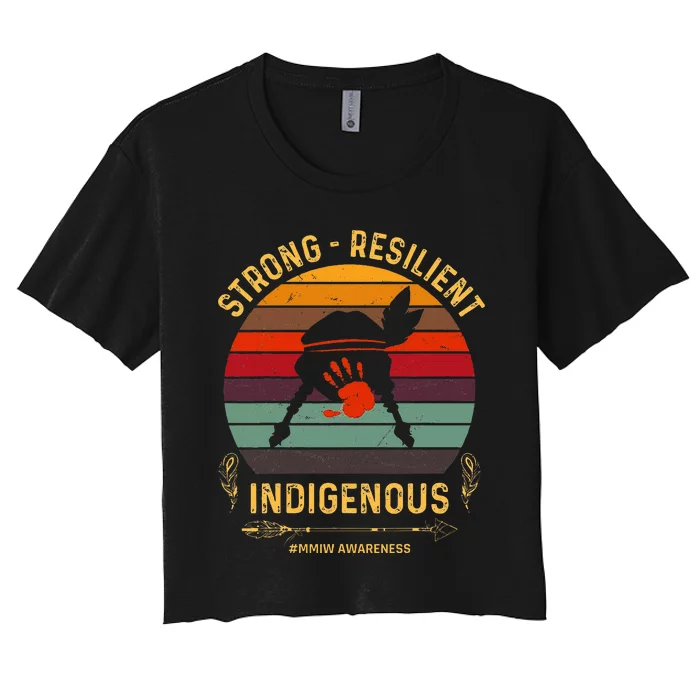 Strong Resilent Indigenous Native American Mmiw Awareness Women's Crop Top Tee