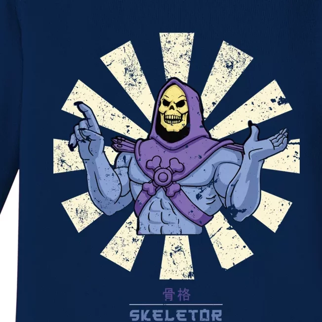 Skeletor Retro Japanese Baby Long Sleeve Bodysuit