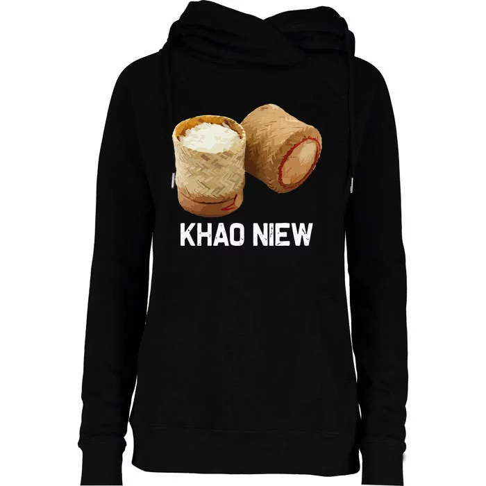 Sticky Rice Khao Niew Laos Thai Food Culture Womens Funnel Neck Pullover Hood