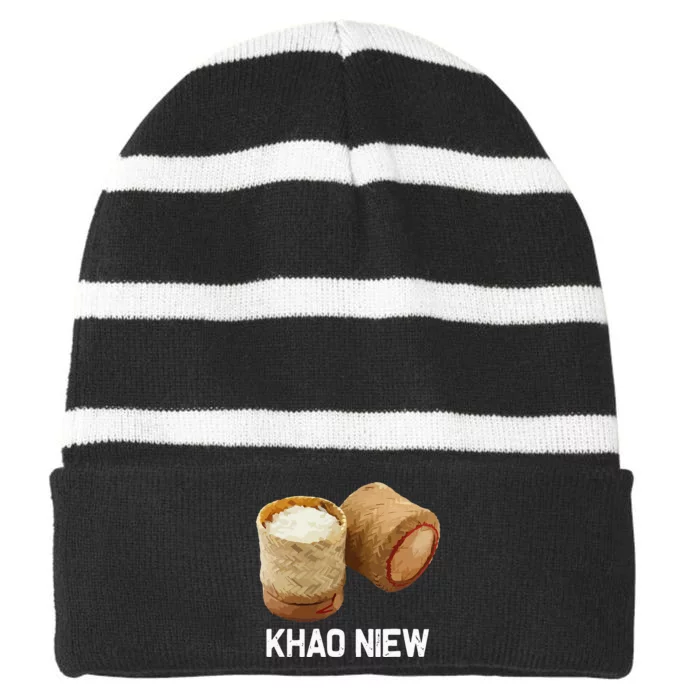 Sticky Rice Khao Niew Laos Thai Food Culture Striped Beanie with Solid Band