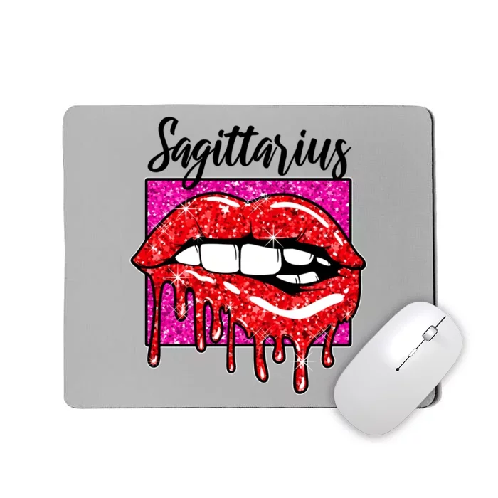 Sagittarius Red Lips Zodiac Sign December Birthday Horoscope Gift Mousepad