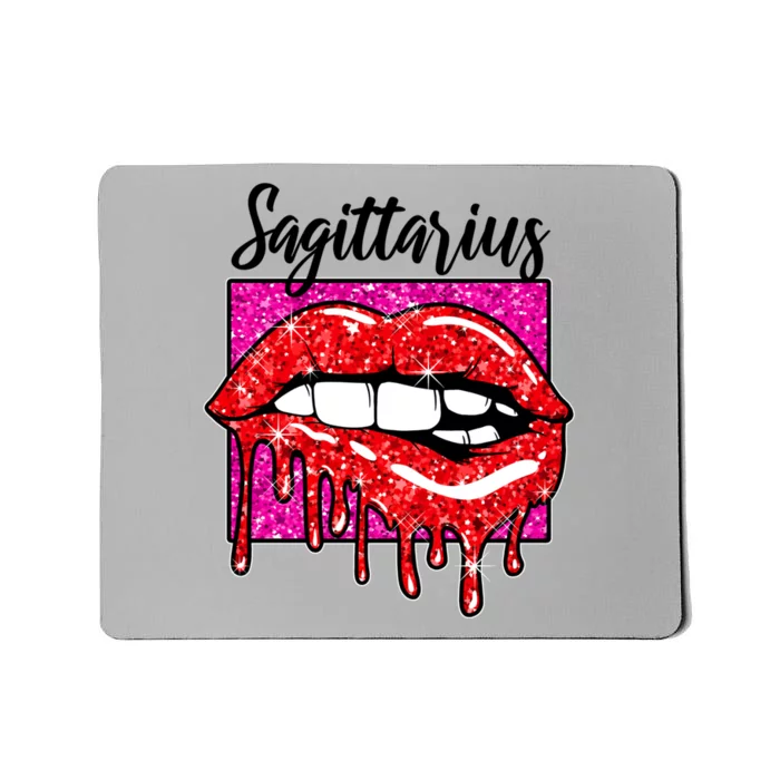 Sagittarius Red Lips Zodiac Sign December Birthday Horoscope Gift Mousepad