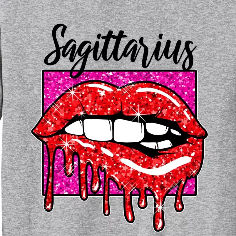 Sagittarius Red Lips Zodiac Sign December Birthday Horoscope Gift Tall Sweatshirt