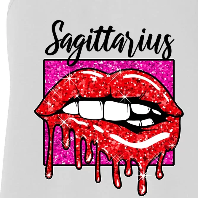 Sagittarius Red Lips Zodiac Sign December Birthday Horoscope Gift Women's Racerback Tank