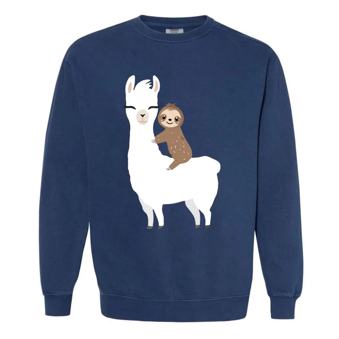 Sloth Riding Llama Shirts Funny Birthday Gift Garment-Dyed Sweatshirt