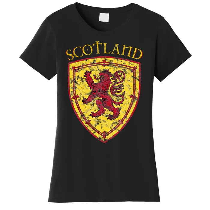 Scottish Rampant Lion Scotland Coat Of Arms Banner Women's T-Shirt