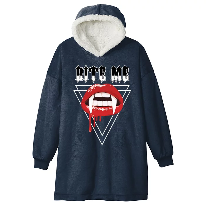 Sexy Red Lips Vampire Lips Bite Me Gift Hooded Wearable Blanket