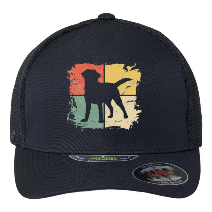 Square Retro Labrador Owner Gift Golden Black Lab Dad Mom Flexfit Unipanel Trucker Cap