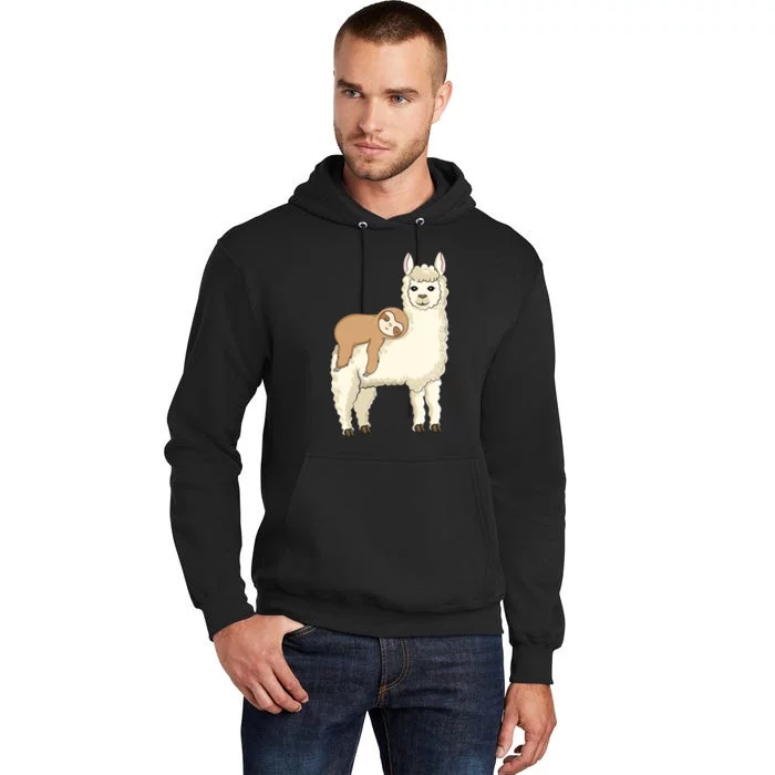 Sloth Riding Llama Funny Animals Lovers Tall Hoodie