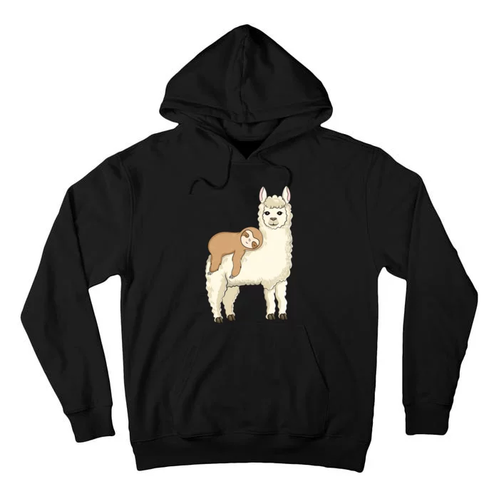 Sloth Riding Llama Funny Animals Lovers Tall Hoodie