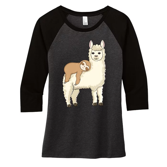 Sloth Riding Llama Funny Animals Lovers Women's Tri-Blend 3/4-Sleeve Raglan Shirt